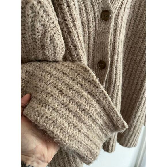 Jenni Kayne Alpaca Oversized Cocoon V Neck Cardigan Tan XS - Picture 4 of 6